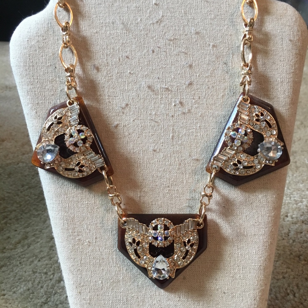 Tortoise/Crystal Statement Necklace - image 1